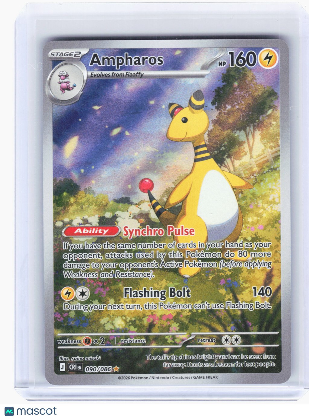 2026 Pokemon—Ampharos #90 Chaos Rising—Illustration Rare Holo