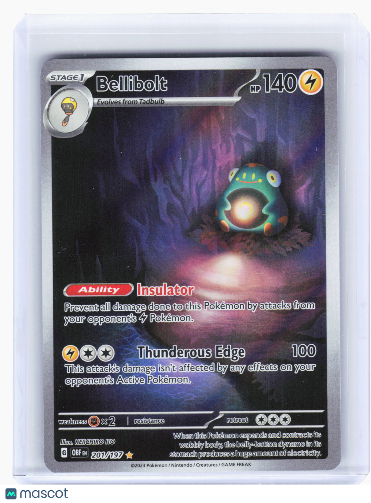 2023 Pokemon—Bellibolt #201 Obsidian Flames—Illustration Rare Holo [LP]