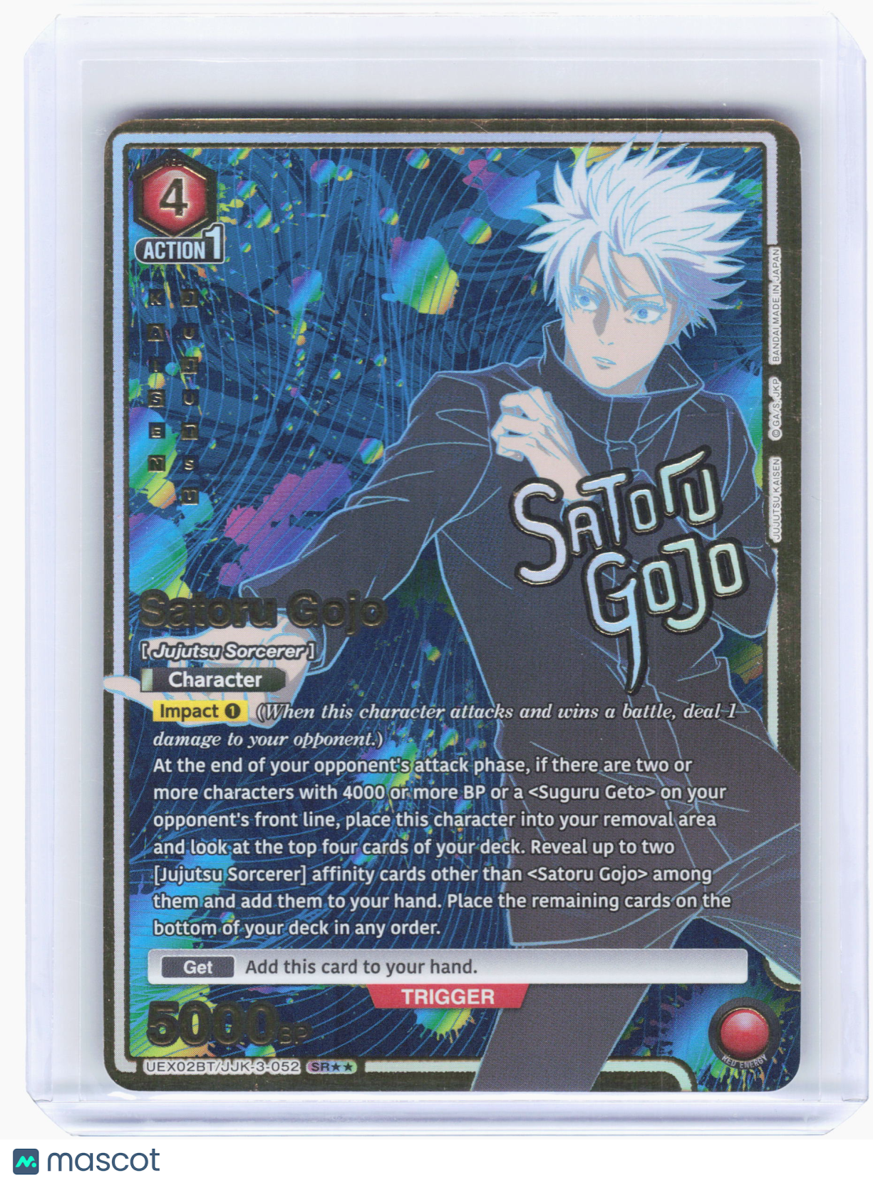 2025 Union Arena—Satoru Gojo #UEX02BT/JJK-3-052 Jujutsu Kaisen Vol.2—SR** Foil