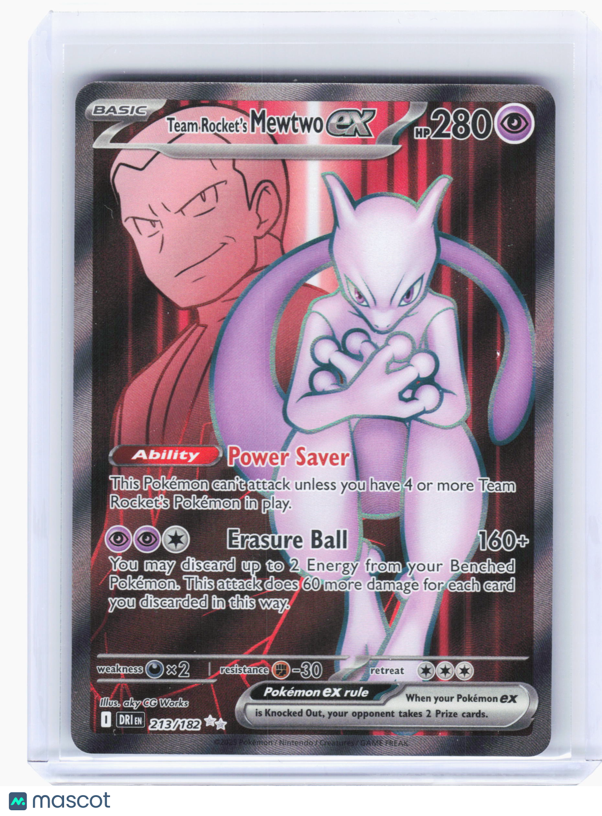 2025 Pokemon—Team Rocket's Mewtwo ex #213 Destined Rivals—Ultra Rare Holo