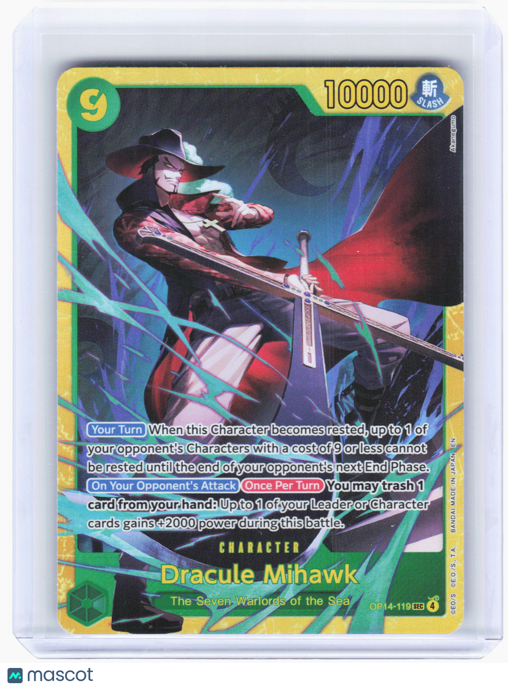 2026 One Piece TCG—Dracule Mihawk #OP14-119 The Azure Sea's Seven—SEC Foil