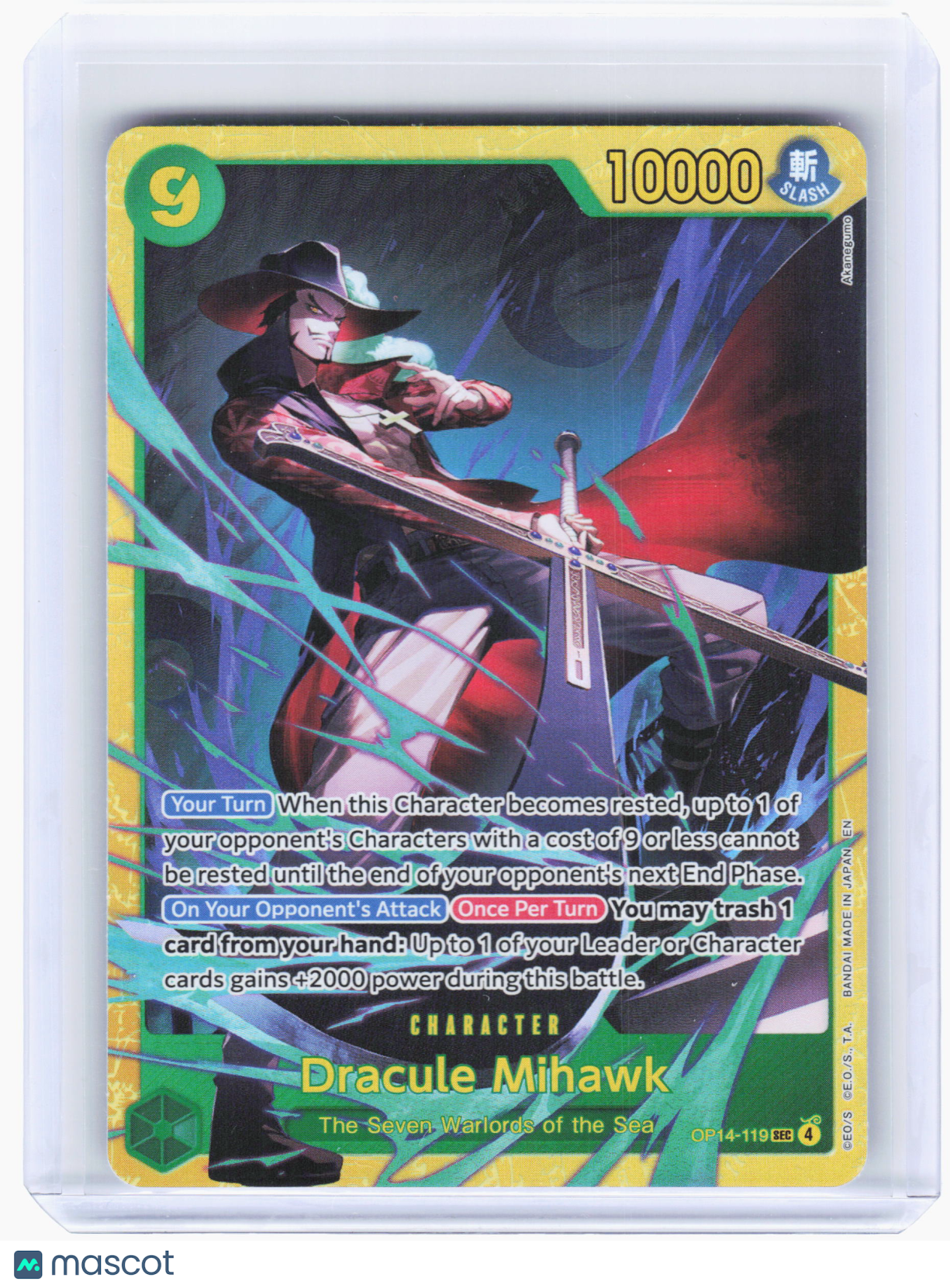 2026 One Piece TCG—Dracule Mihawk #OP14-119 The Azure Sea's Seven—SEC Foil