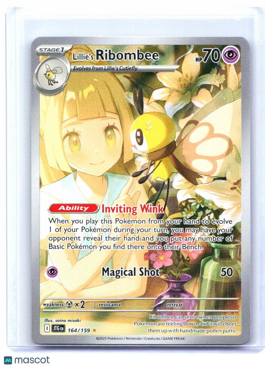 2025 Pokemon—Lillie's Ribombee #164/159 Journey Together—Illustration Rare Holo