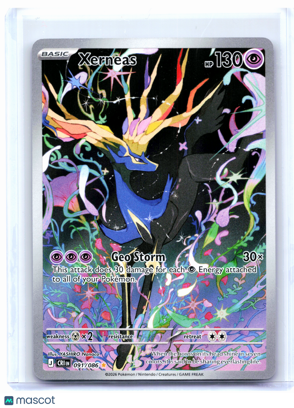 2026 Pokemon—Xerneas #091/086 Chaos Rising—Illustration Rare Holo