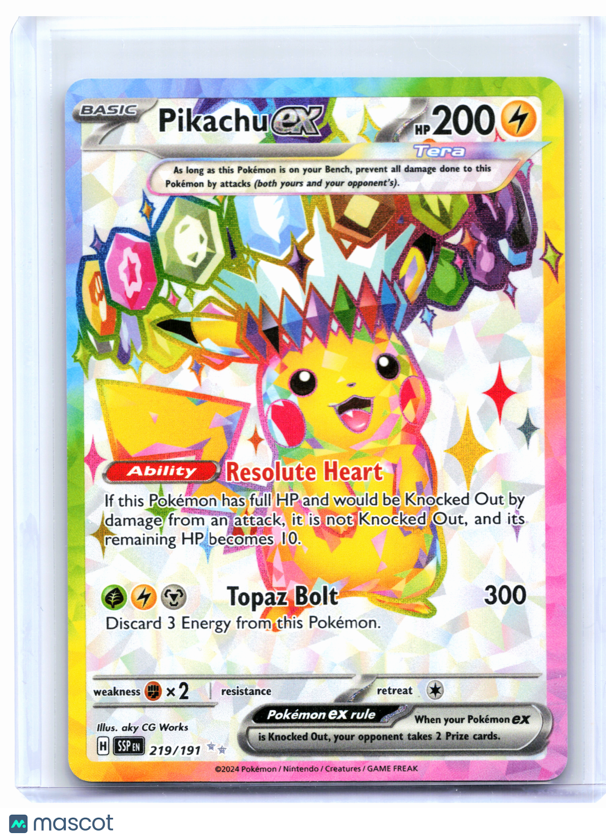 2024 Pokemon—Pikachu ex #219/191 Surging Sparks—Ultra Rare Holo
