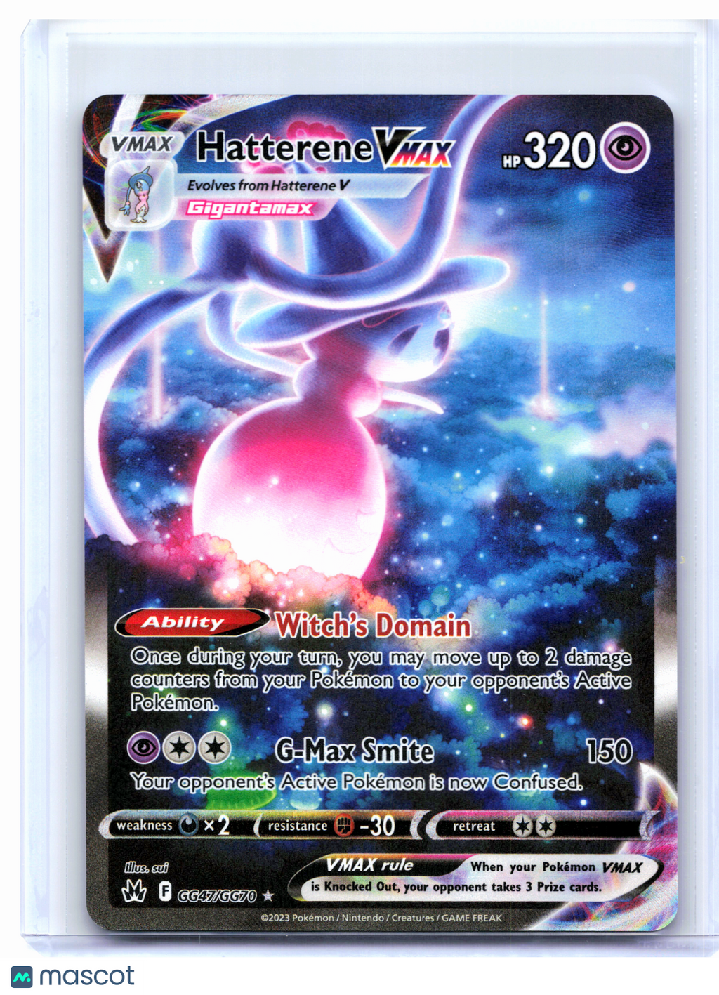 2023 Pokemon—Hatterene VMAX #GG47/GG70 Crown Zenith: Galarian Gallery—Ultra Rare