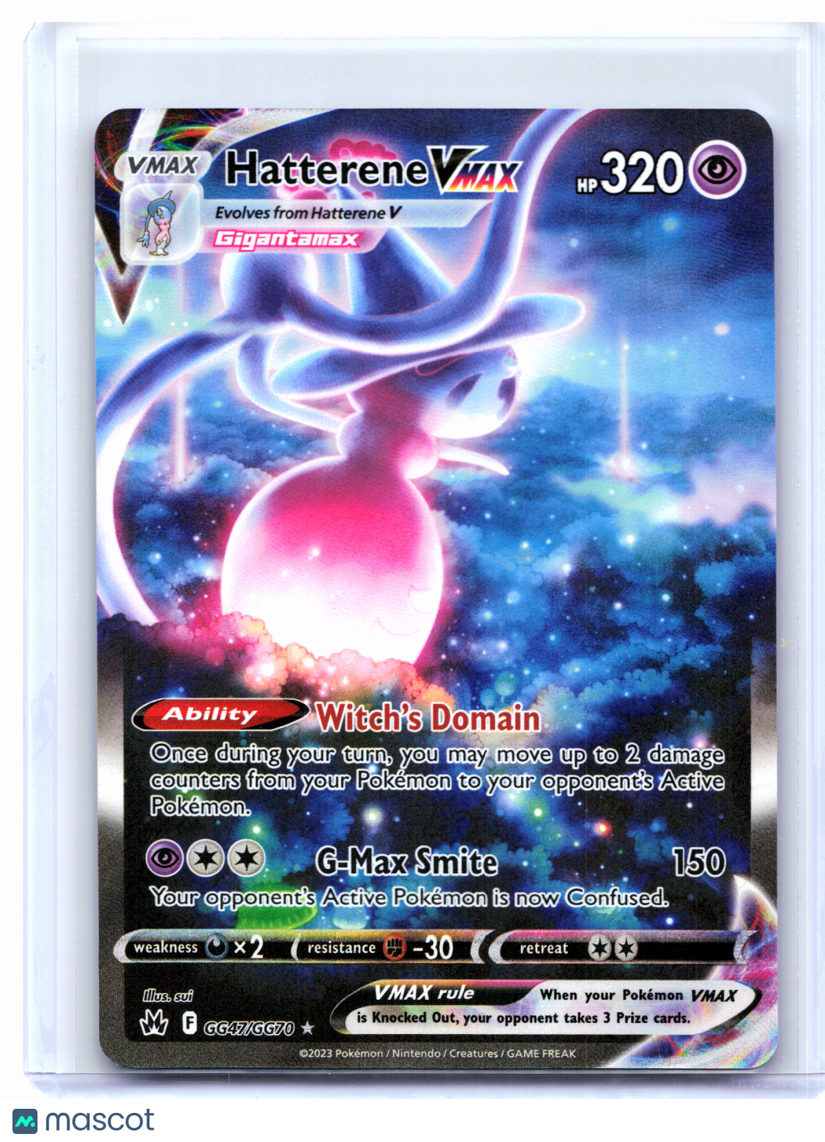 2023 Pokemon—Hatterene VMAX #GG47/GG70 Crown Zenith: Galarian Gallery—Ultra Rare