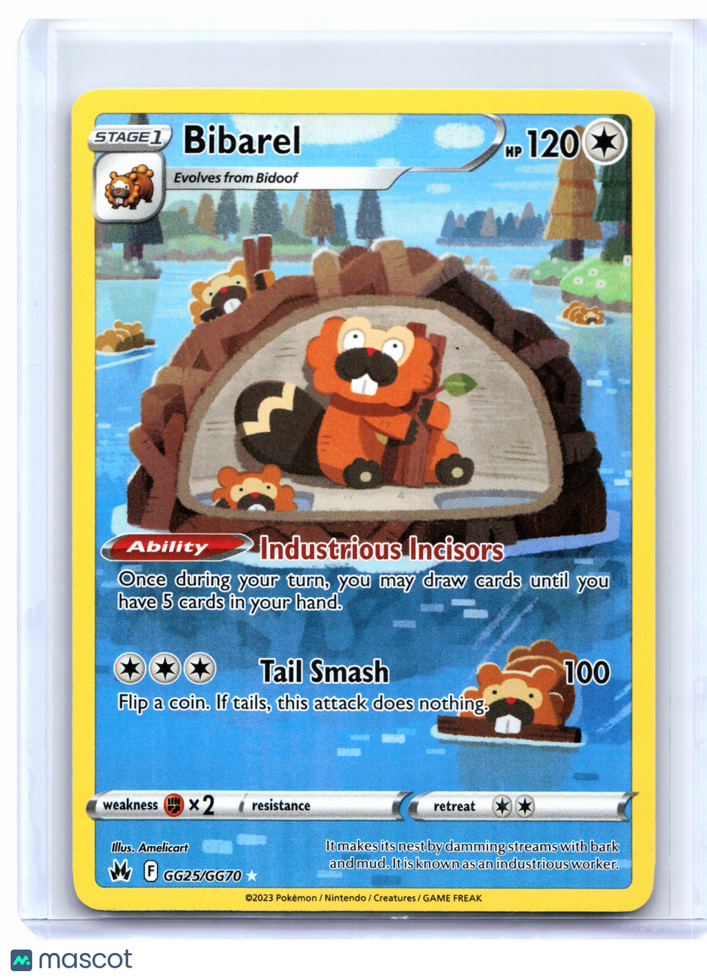 2023 Pokemon—Bibarel #GG25/GG70 Crown Zenith: Galarian Gallery—Ultra Rare Holo