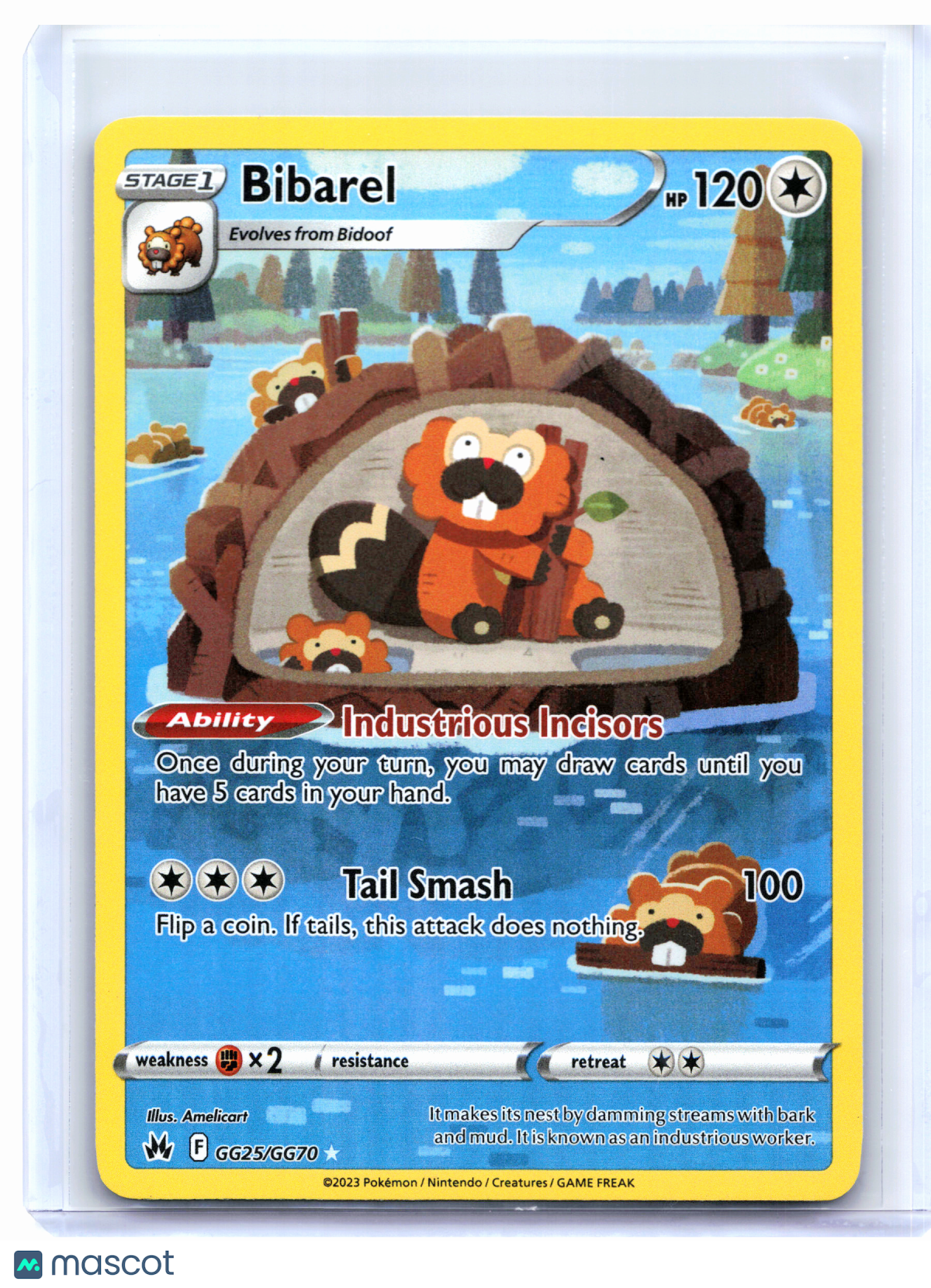 2023 Pokemon—Bibarel #GG25/GG70 Crown Zenith: Galarian Gallery—Ultra Rare Holo