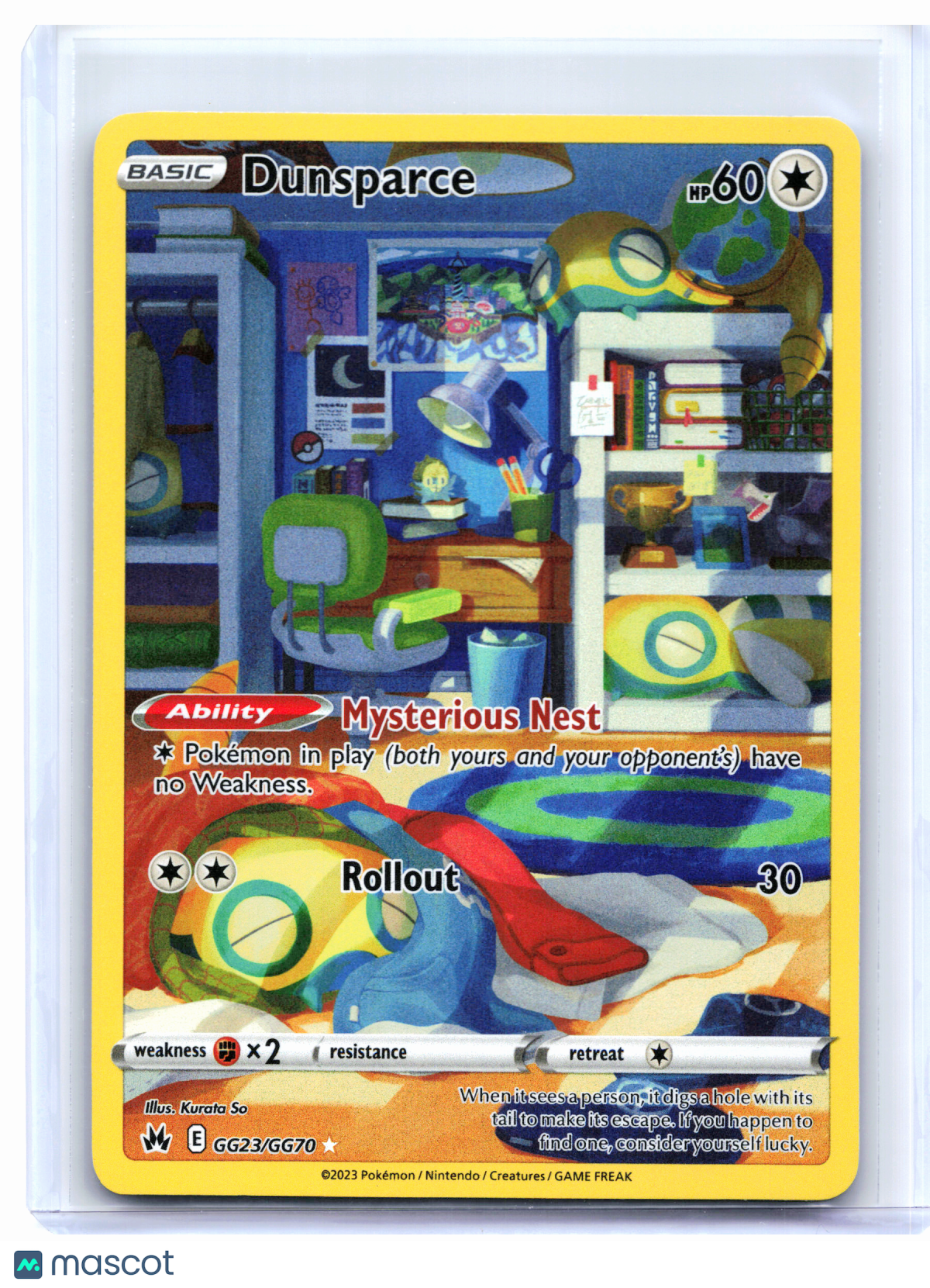 2023 Pokemon—Dunsparce #GG23/GG70 Crown Zenith: Galarian Gallery—Ultra Rare Holo
