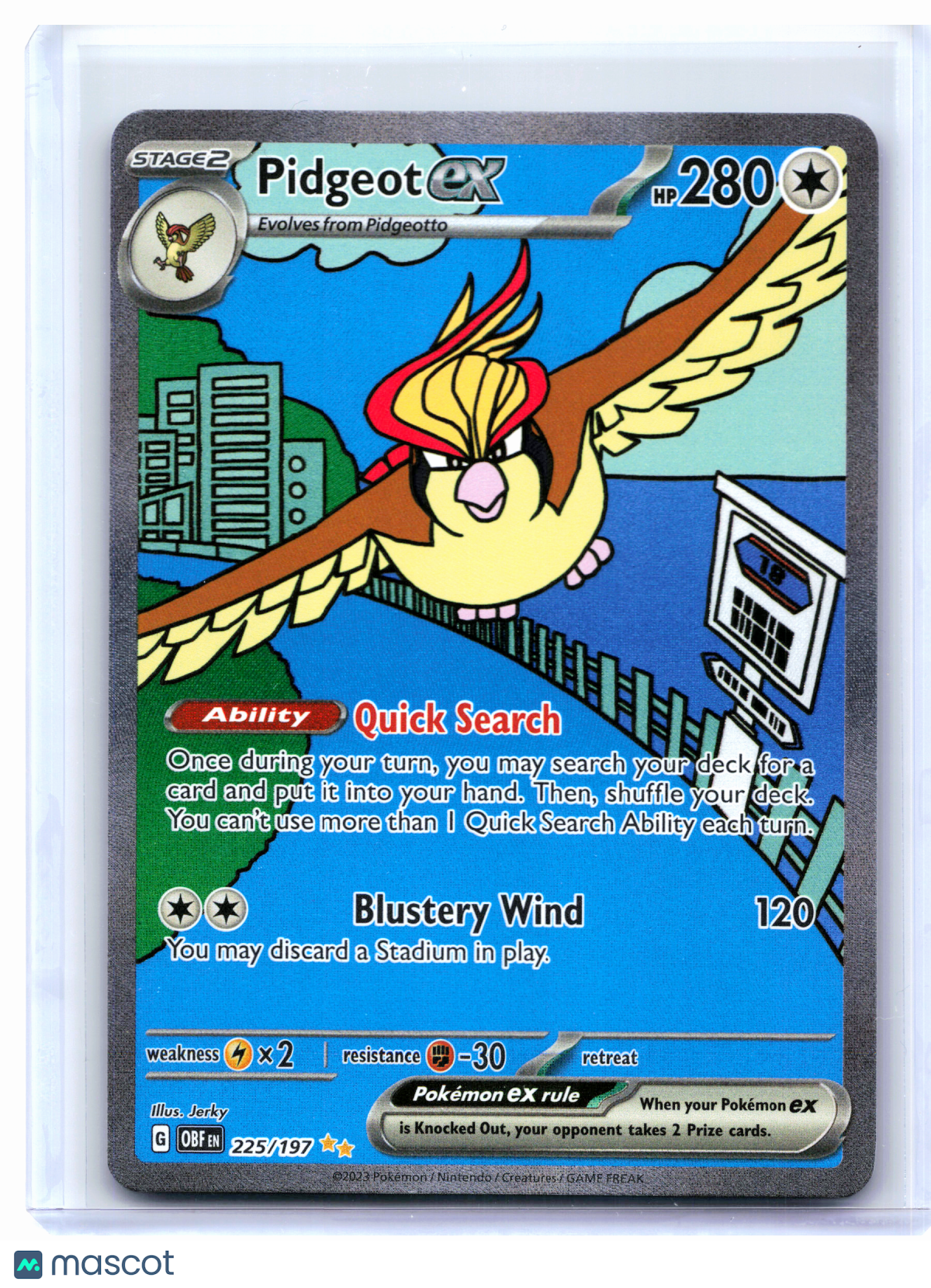 2023 Pokemon—Pidgeot ex #225/197 Obsidian Flames—SIR Holo [Lightly Played]