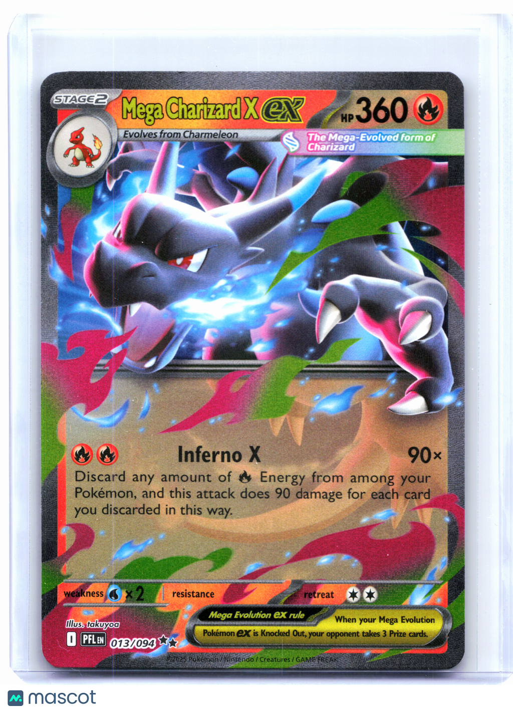 2025 Pokemon—Mega Charizard X ex #013/094 Phantasmal Flames—Double Rare [LP]