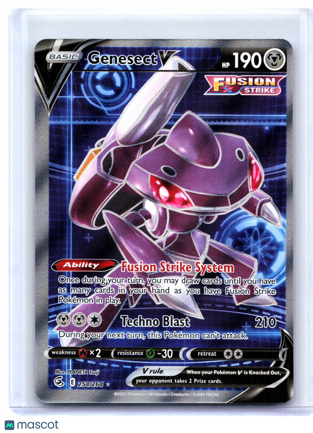 2021 Pokemon—Genesect V #254/264 Fusion Strike—Ultra Rare Holo