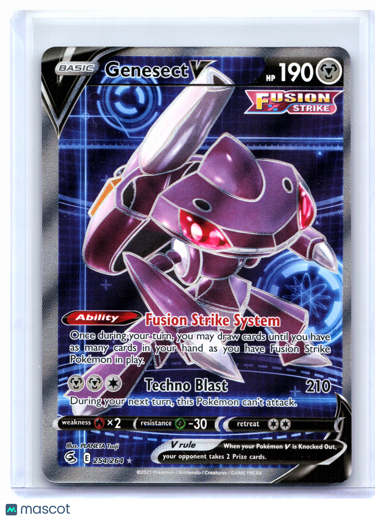 2021 Pokemon—Genesect V #254/264 Fusion Strike—Ultra Rare Holo