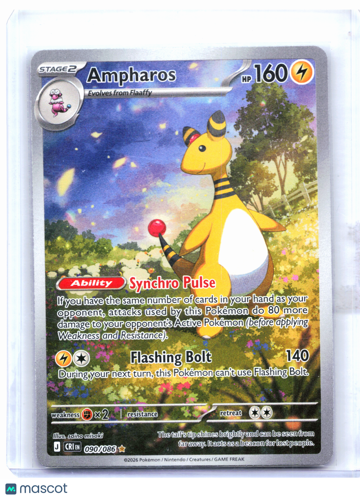 2026 Pokemon—Ampharos #090/086 Chaos Rising—Illustration Rare Holo