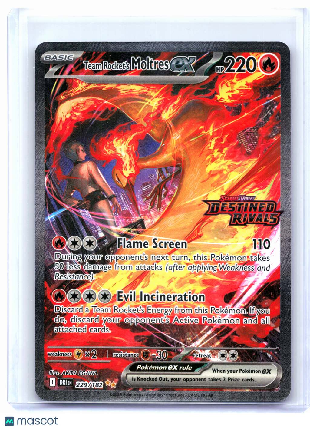 2025 Pokemon—Team Rocket's Moltres ex (Destined Rivals Stamp) #229/182—DR [LP]