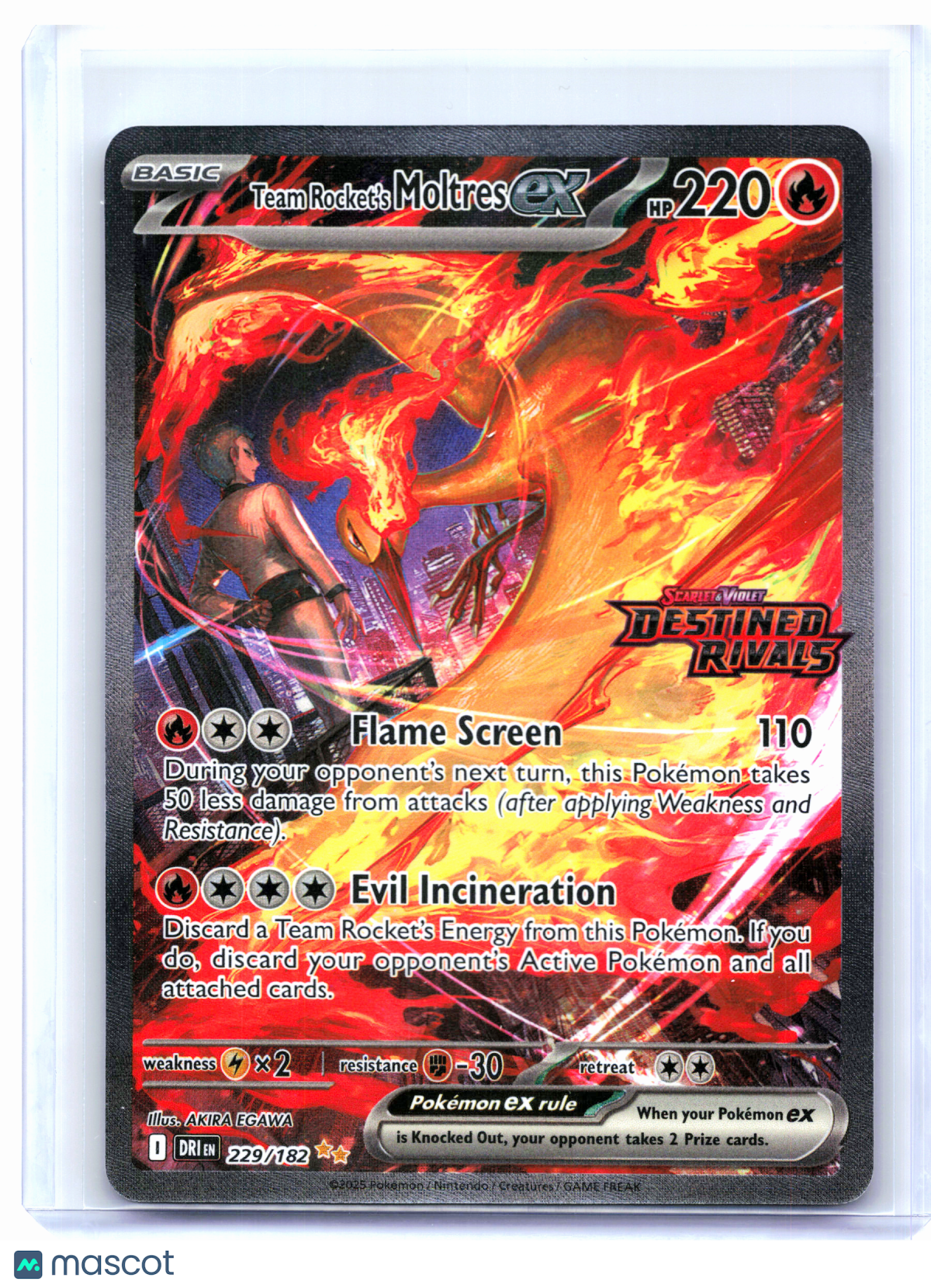 2025 Pokemon—Team Rocket's Moltres ex (Destined Rivals Stamp) #229/182—DR [LP]