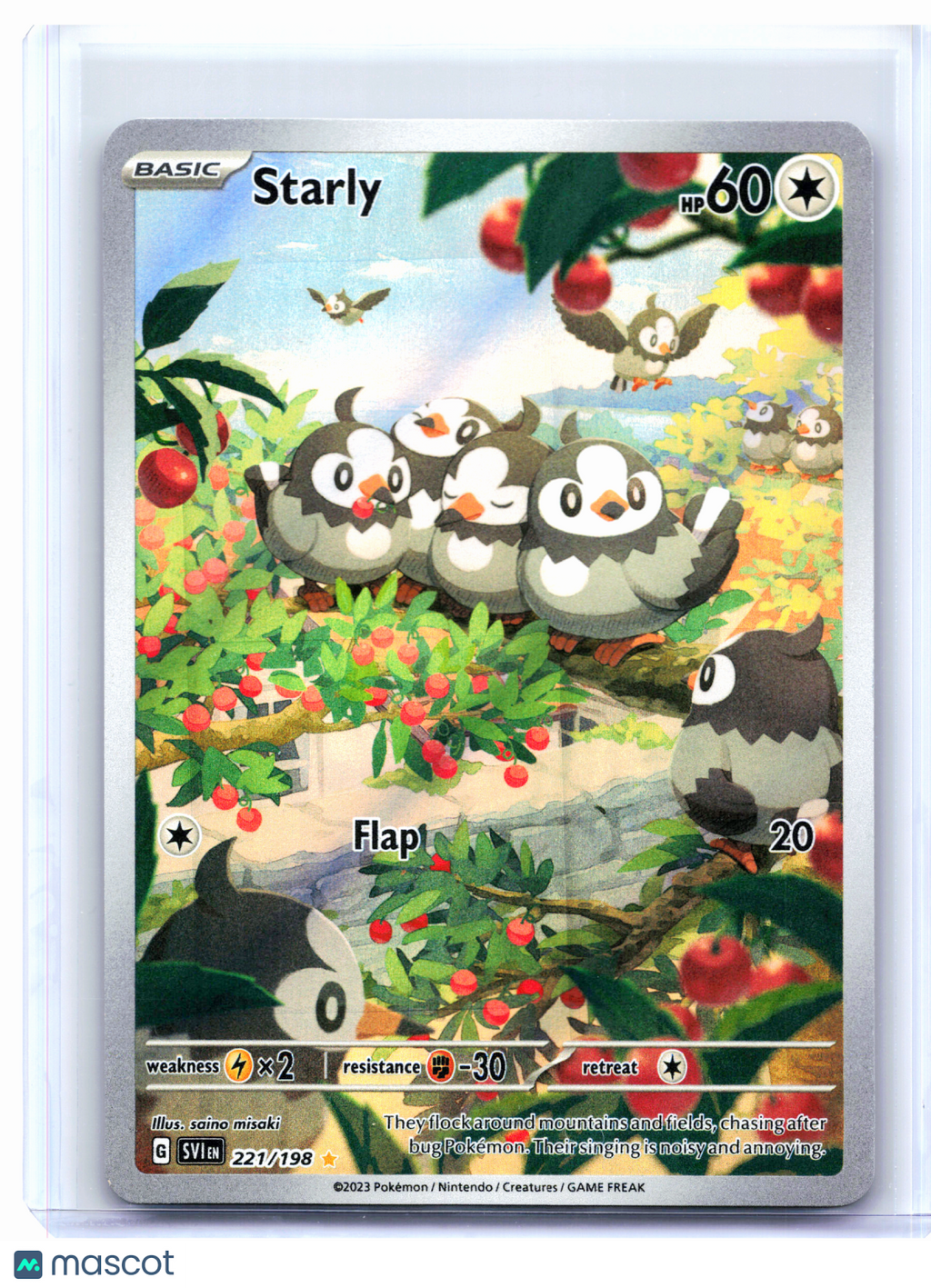 2023 Pokemon—Starly #221/198 Scarlet & Violet Base Set—Illustration Rare [LP]