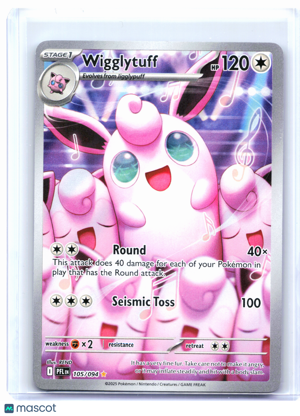 2025 Pokemon—Wigglytuff #105/094 Phantasmal Flames—Illustration Rare Holo [LP]