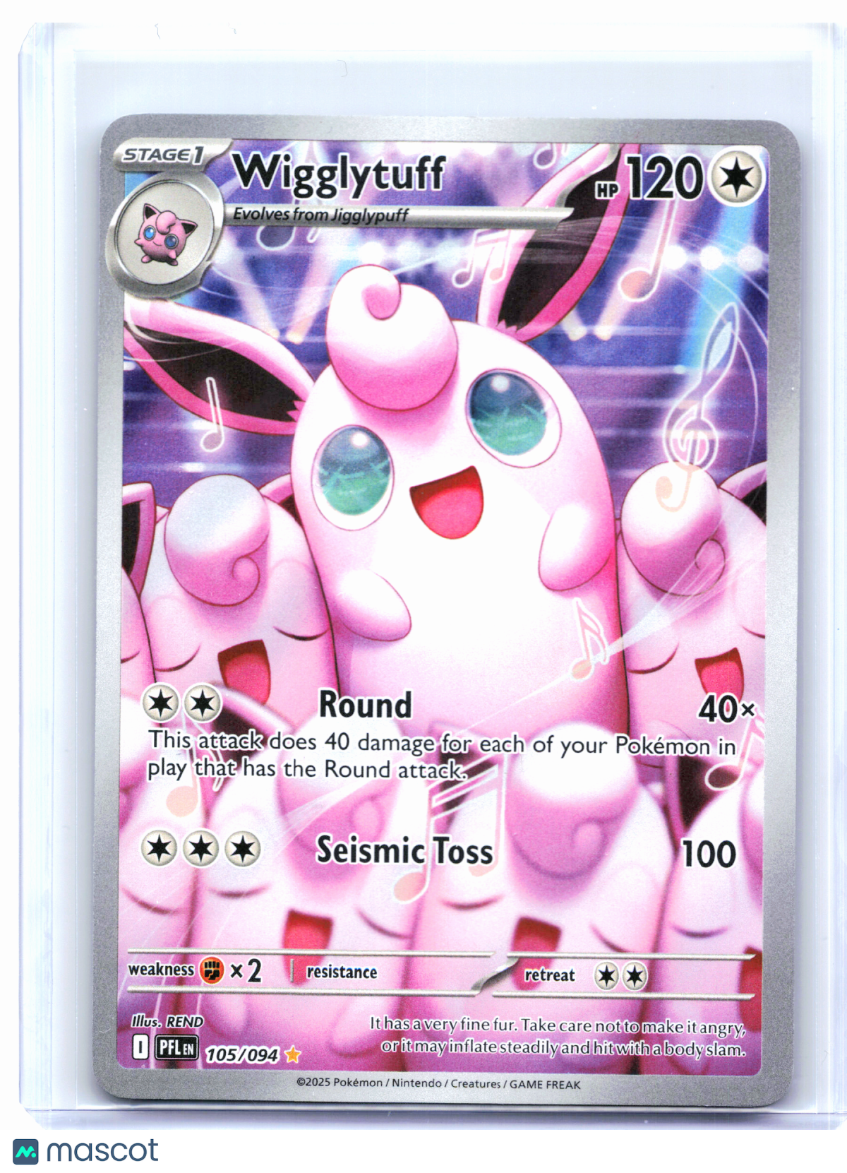 2025 Pokemon—Wigglytuff #105/094 Phantasmal Flames—Illustration Rare Holo [LP]
