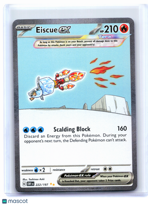 2023 Pokemon—Eiscue ex #222/197 Obsidian Flames—Special Illustration Rare [LP]