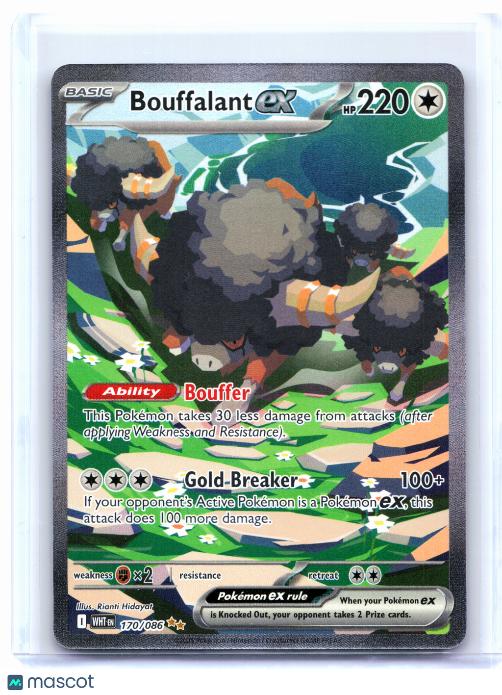 2025 Pokemon—Bouffalant ex #170/086 White Flare—Special Illustration Rare [LP]