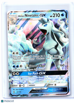 2017 Pokemon—Alolan Ninetales GX #22/145 Guardians Rising—Ultra Rare Holo [MP]