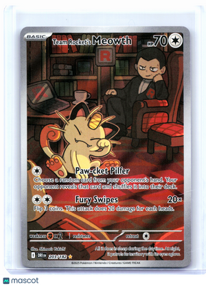 2025 Pokemon—Team Rocket's Meowth #203 Destined Rivals—Illustration Rare [MP]