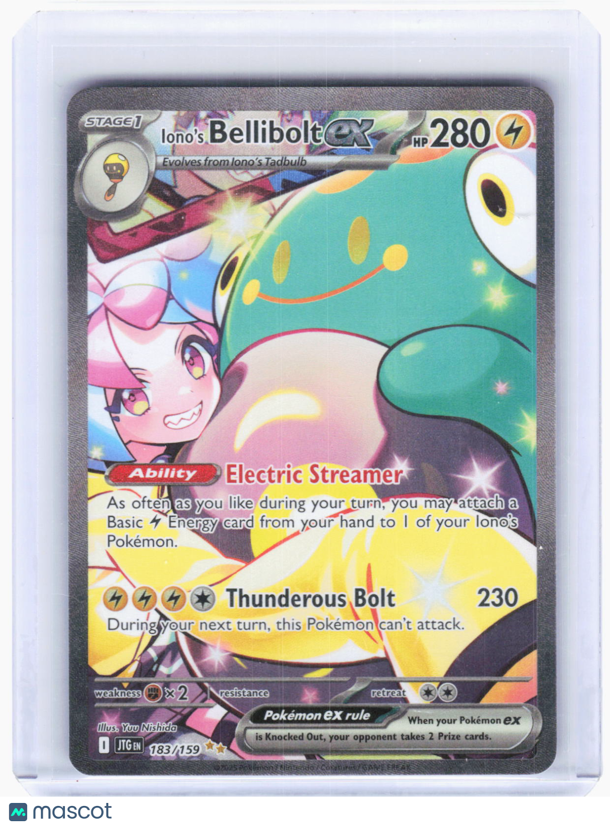 2025 Pokemon—Iono's Bellibolt ex #183/159 Journey Together—SIR Holo