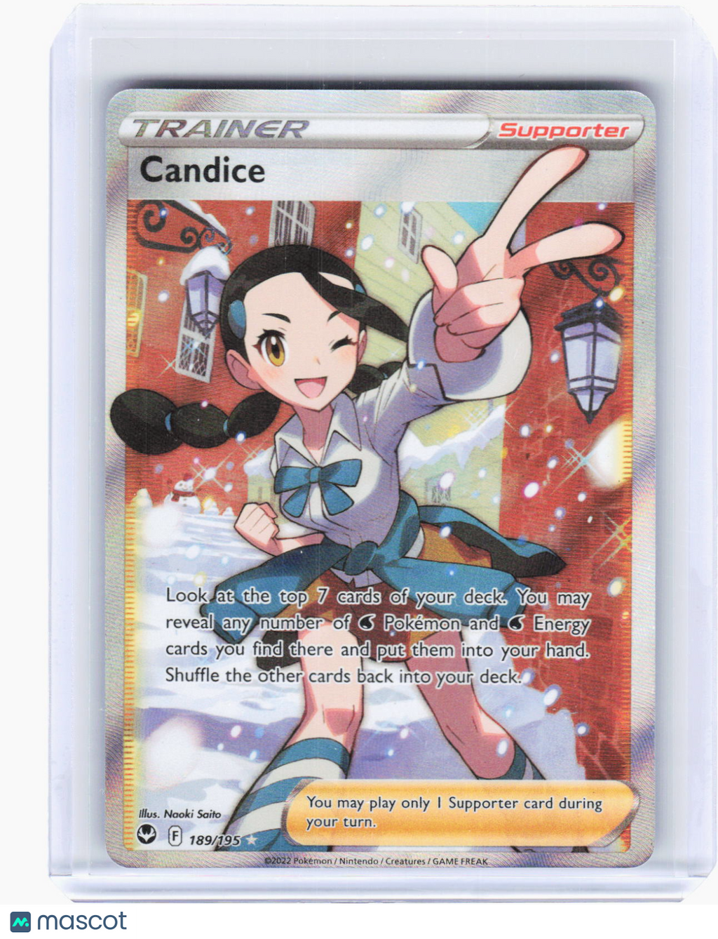 2022 Pokemon—Candice #189/195 Silver Tempest—Ultra Rare Foil