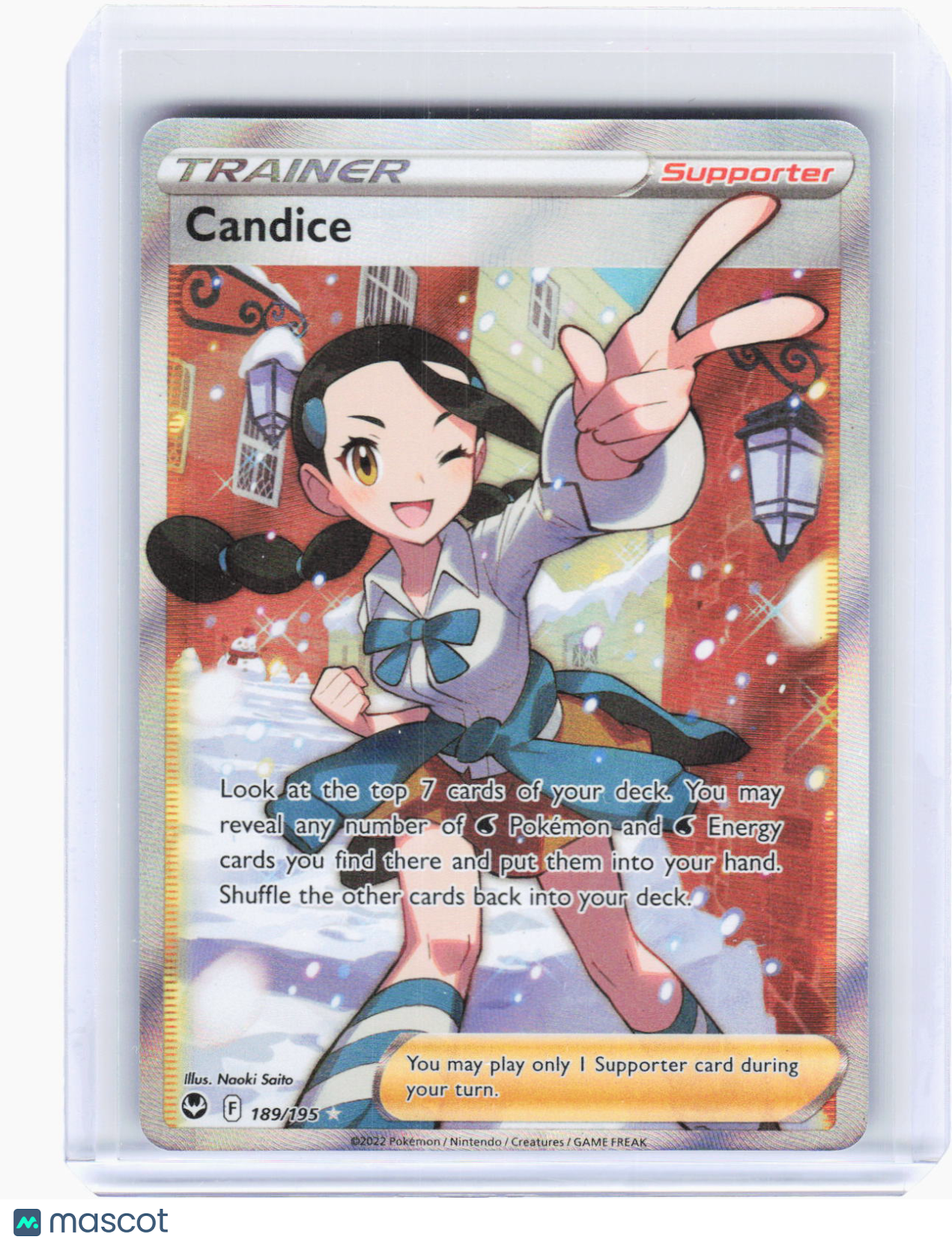 2022 Pokemon—Candice #189/195 Silver Tempest—Ultra Rare Foil