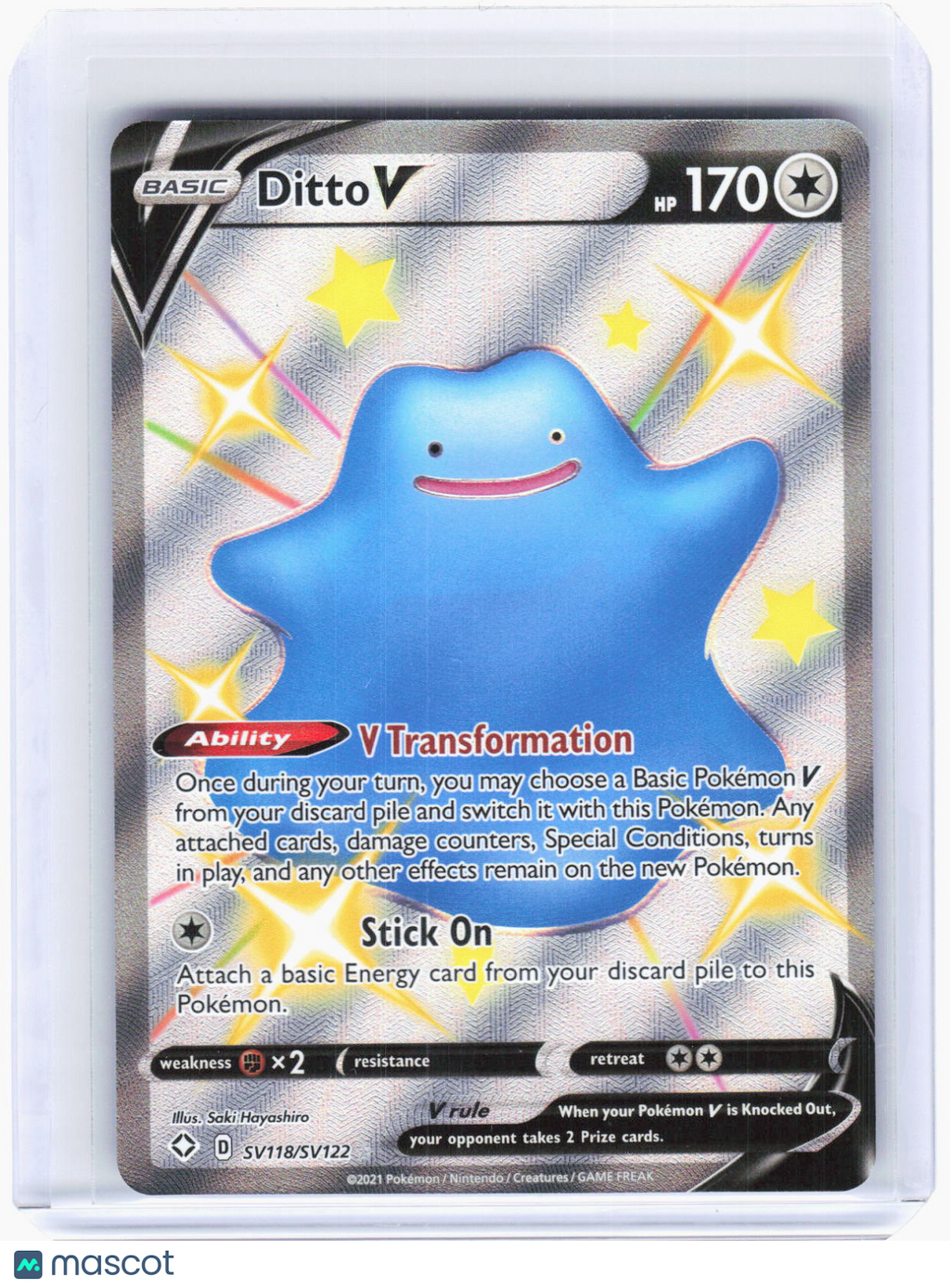 2021 Pokemon—Ditto V #SV118/SV122 Shining Fates: Shiny Vault—SHR Foil
