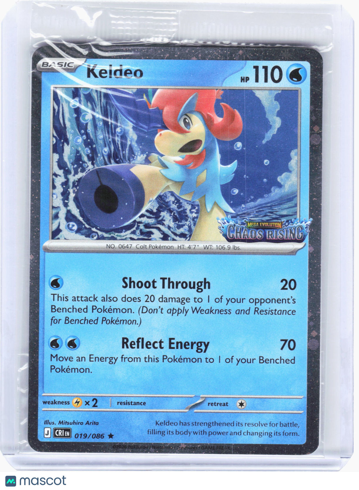 2026 Pokemon—Keldeo #19 Chaos Rising—Rare Holo (Pre-Release Stamp) (Sealed)