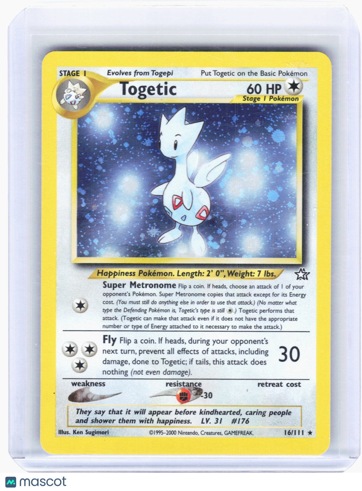 2000 Pokemon—Togetic #16 Neo Genesis—Holo Rare [Damaged]