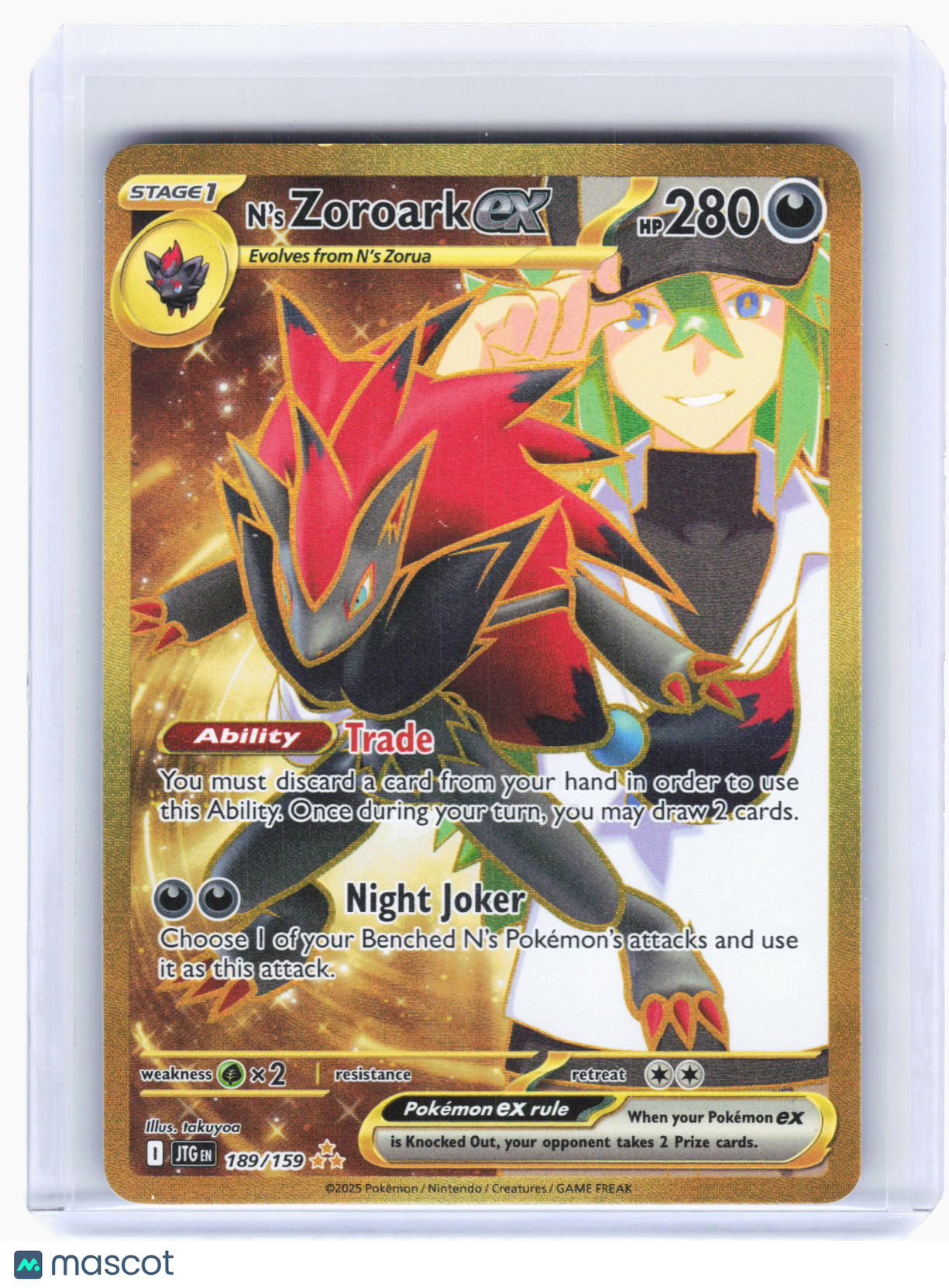 2025 Pokemon—N's Zoroark ex #189 Journey Together—Hyper Rare Holo
