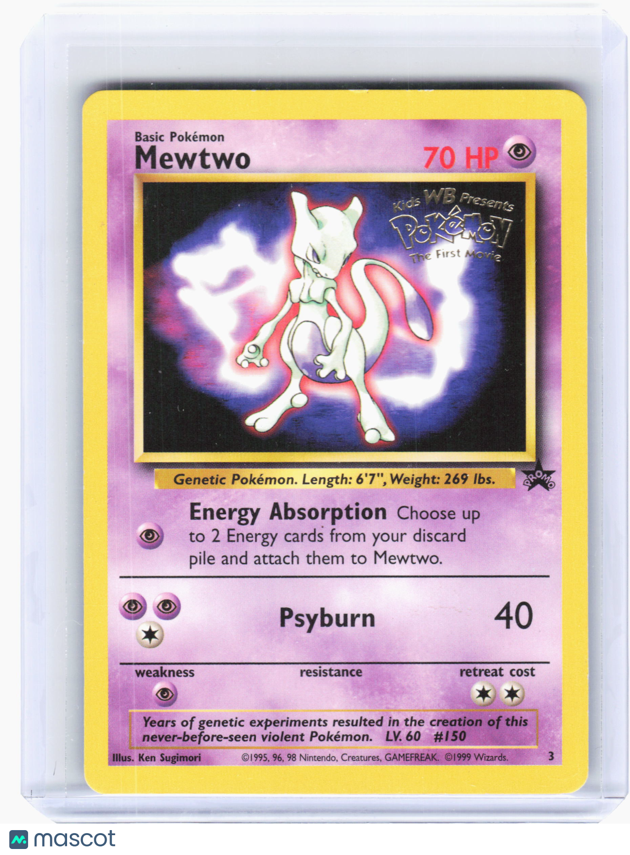 1999 Pokemon—Mewtwo #3 WoTC Promo—Promo Nonholo (Movie Promo) [Damaged]