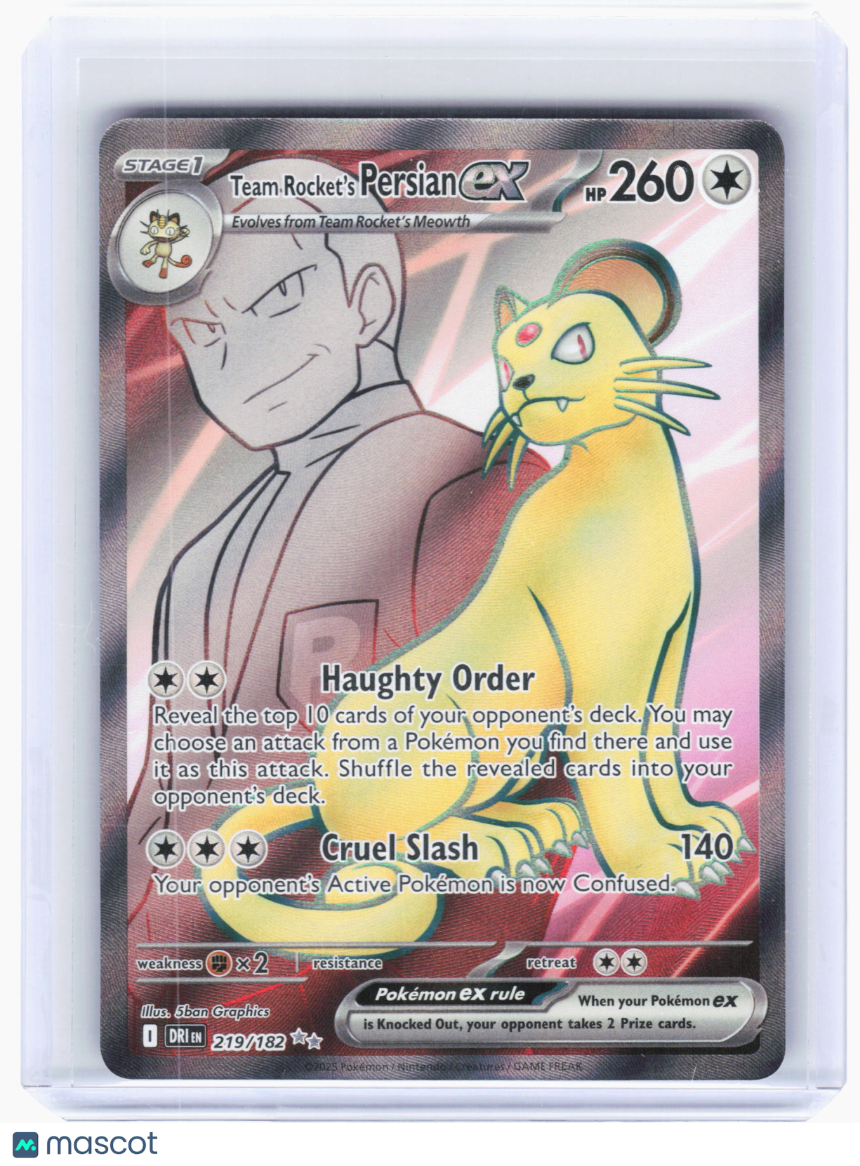 2025 Pokemon—Team Rocket's Persian ex #219 Destined Rivals—Ultra Rare Holo