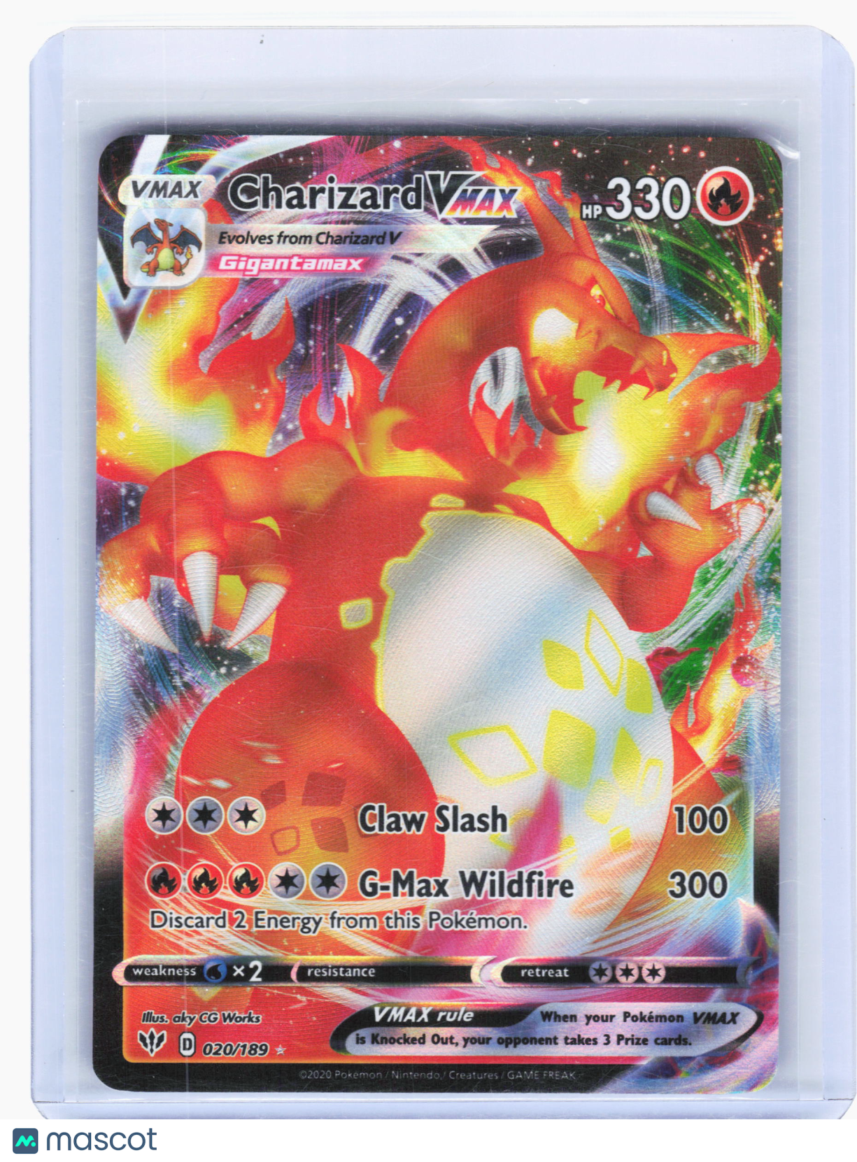2020 Pokemon—Charizard VMAX #20 Darkness Ablaze—Ultra Rare Holo