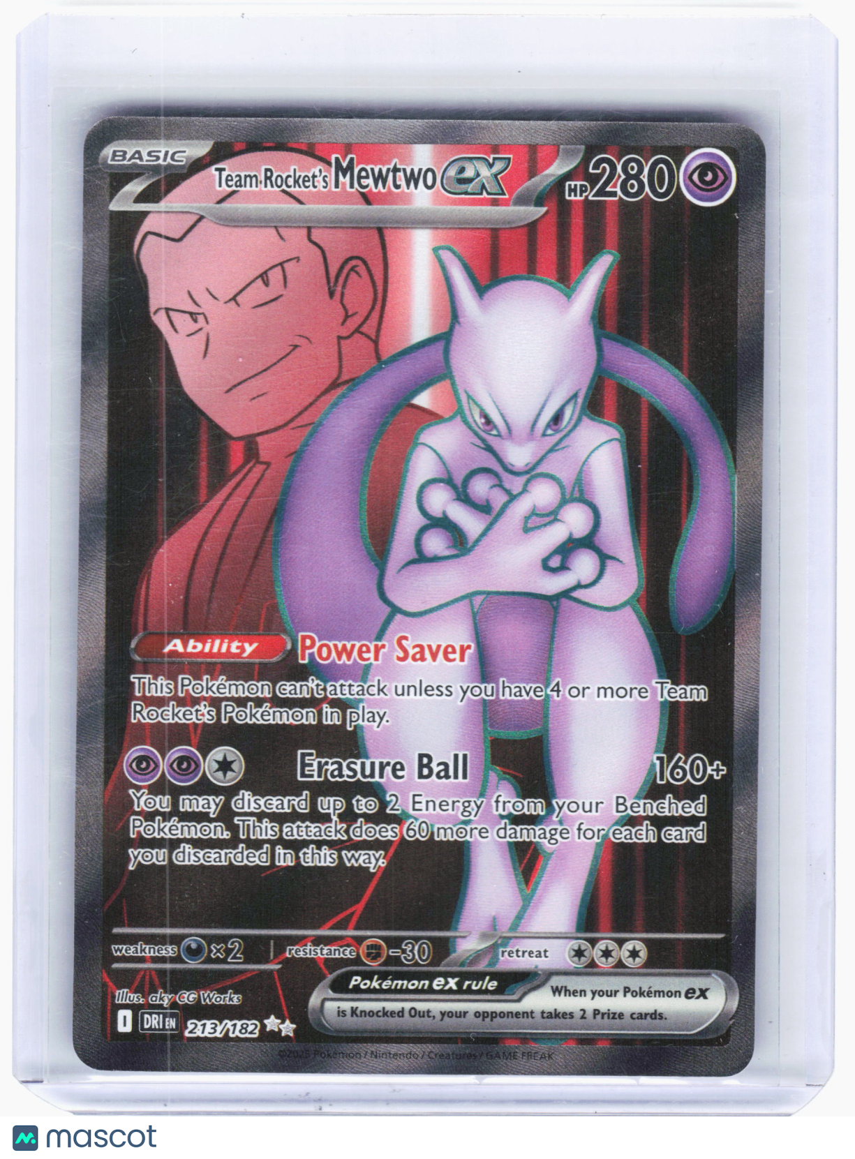 2025 Pokemon—Team Rocket's Mewtwo ex #213 Destined Rivals—Ultra Rare Holo