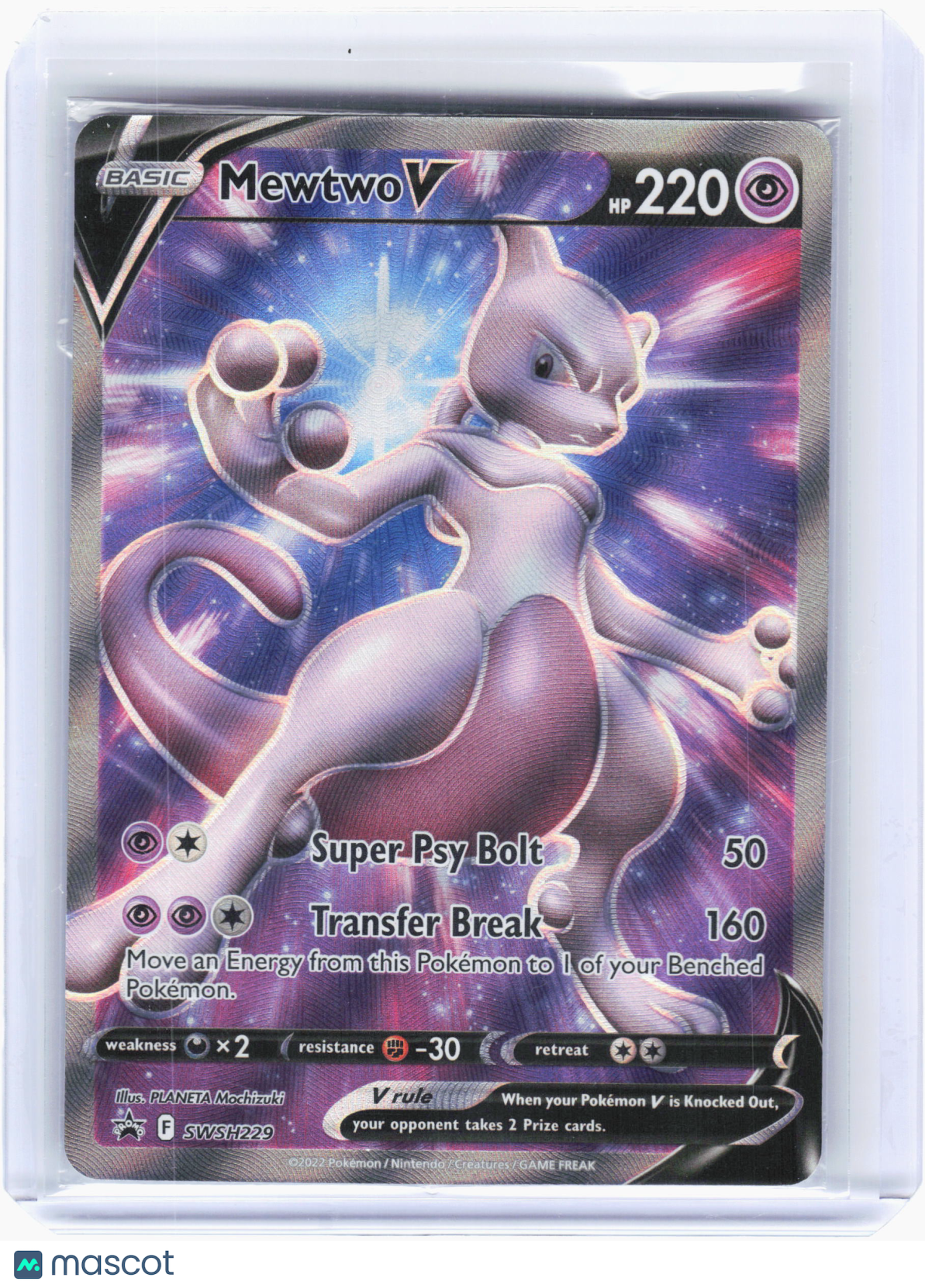 2022 Pokemon—Mewtwo V #229 Sword & Shield Promos—Black Star Promo Holo (Sealed)