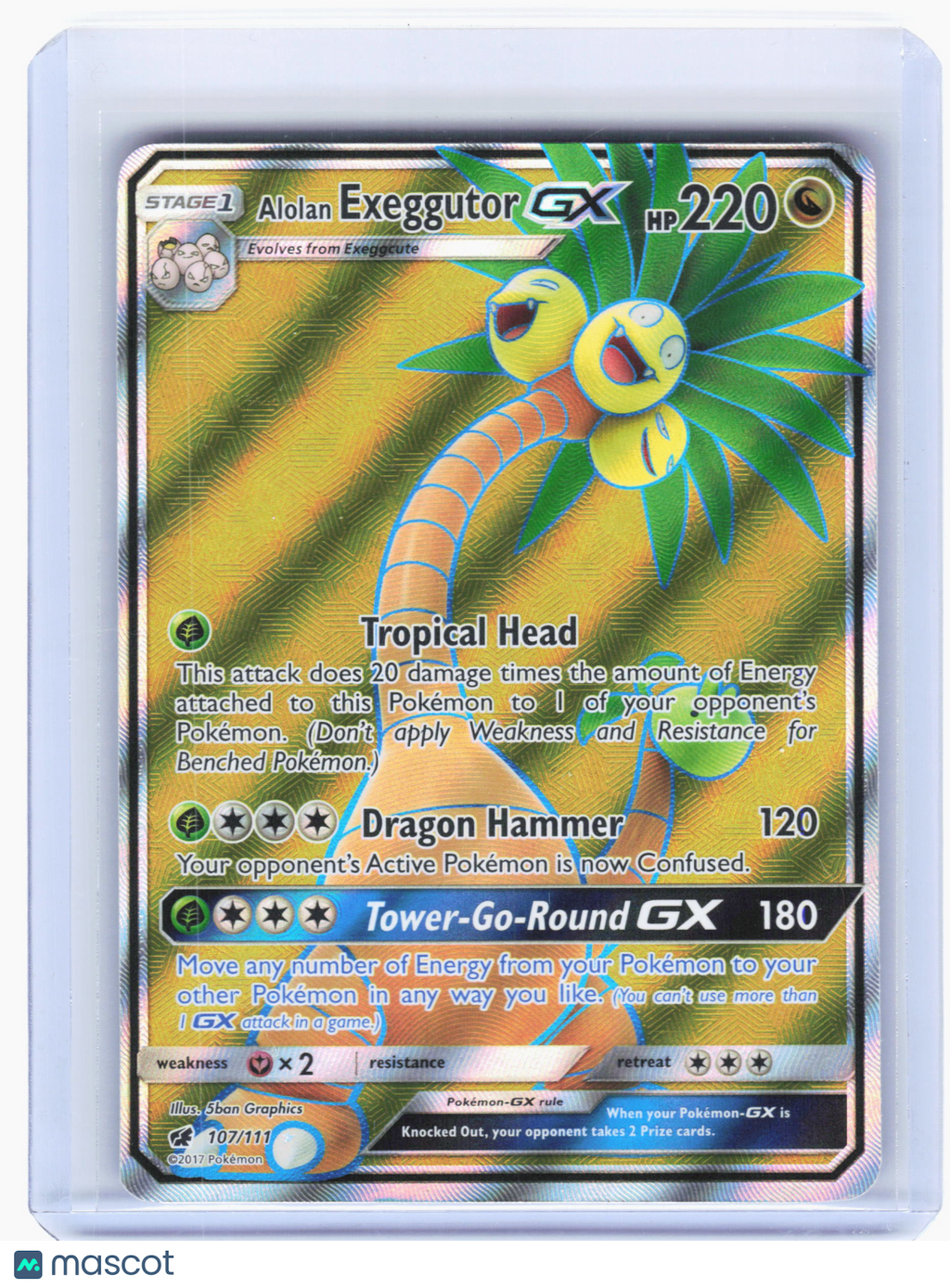 2017 Pokemon—Alolan Exeggutor GX #107 Crimson Invasion—Ultra Rare Holo [MP]