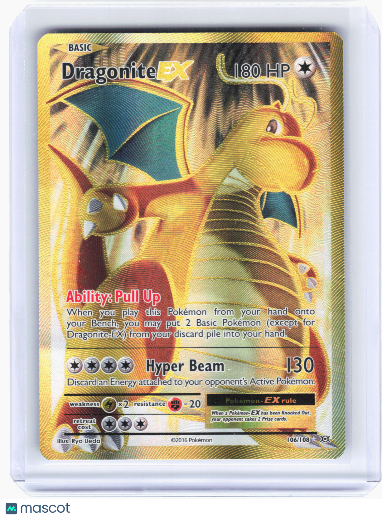 2016 Pokemon—Dragonite EX #106 Evolutions—Ultra Rare Holo (Full Art)