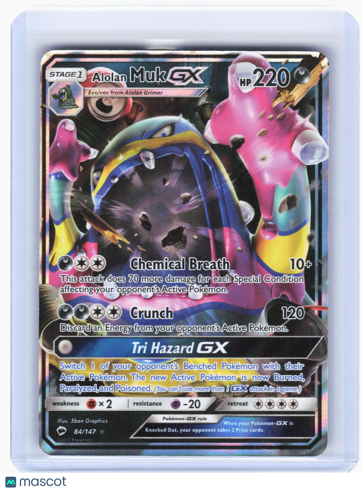 2017 Pokemon—Alolan Muk GX #84 Burning Shadows—Ultra Rare Holo
