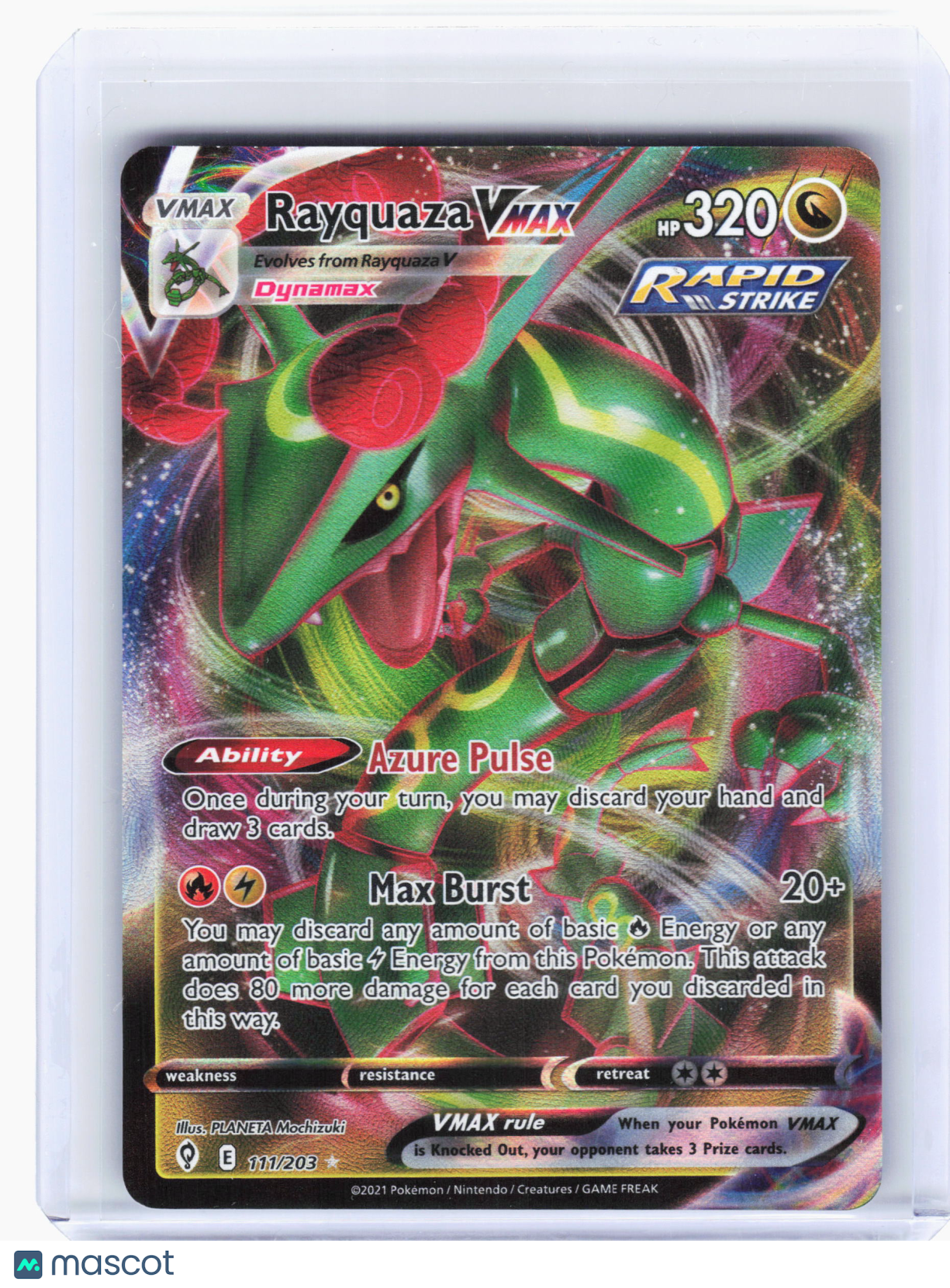 2021 Pokemon—Rayquaza VMAX #111 Evolving Skies—Ultra Rare Holo [MP]
