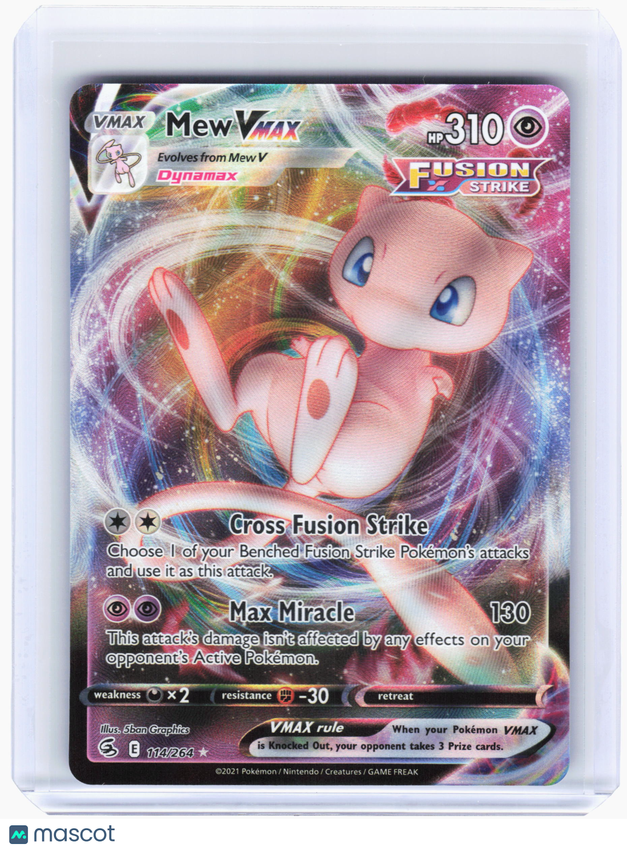 2021 Pokemon—Mew VMAX #114 Fusion Strike—Ultra Rare Holo