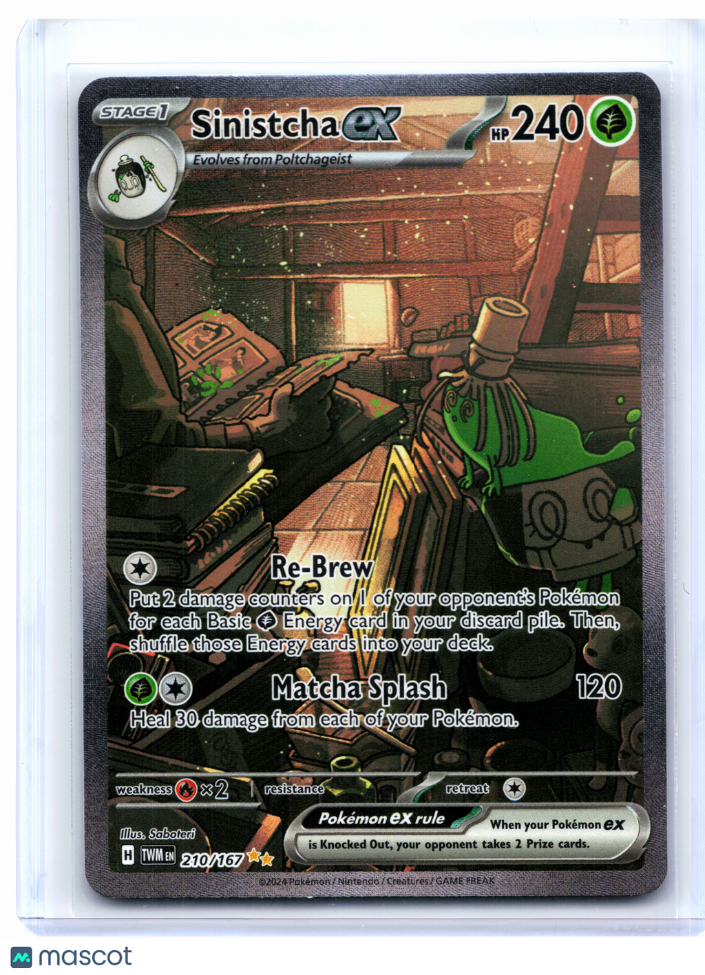 2024 Pokemon—Sinistcha ex #210/167 Twilight Masquerade—Special Illustration Rare