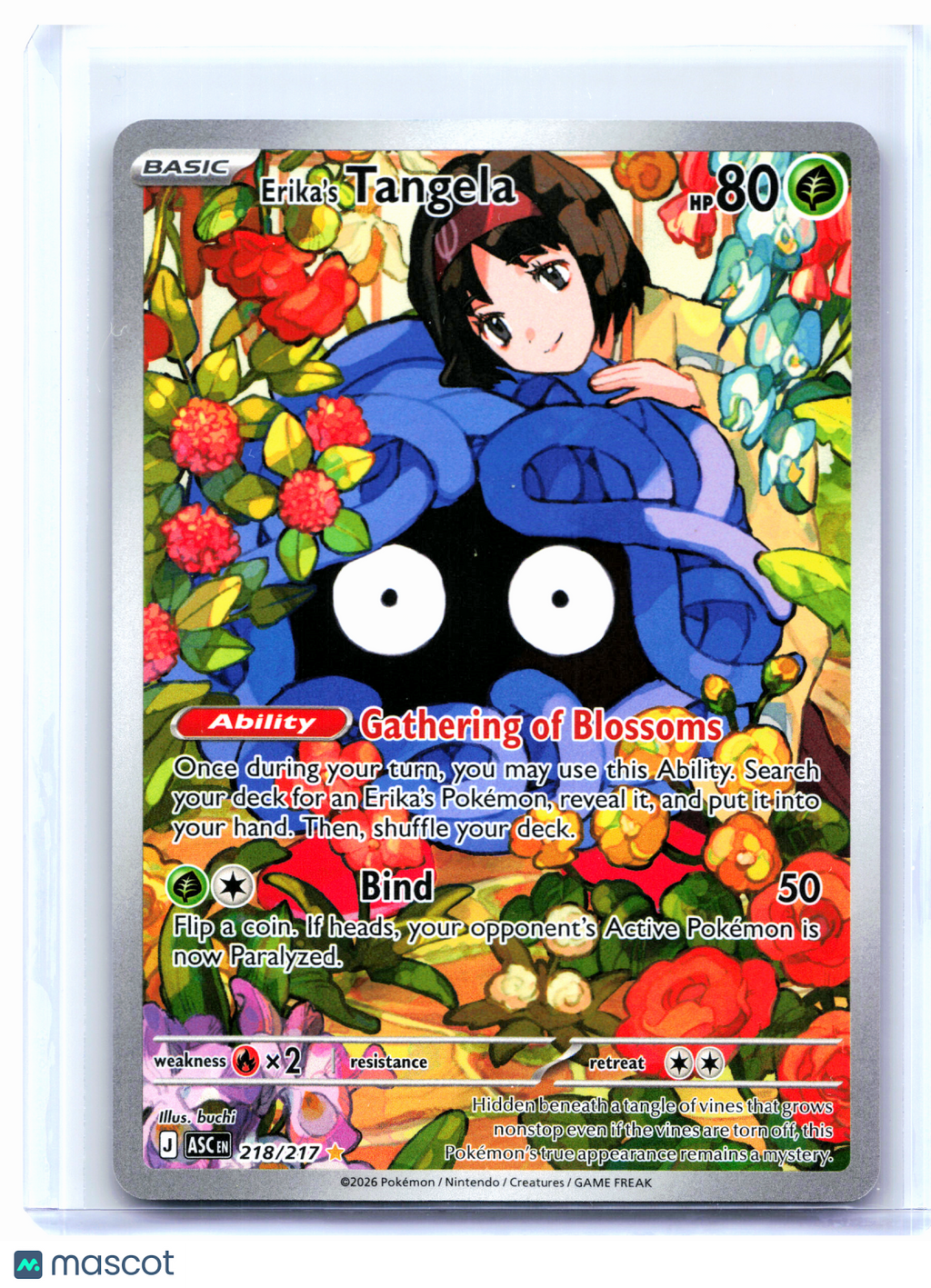 2026 Pokemon—Erika's Tangela #218/217 Ascended Heroes—Illustration Rare Holo