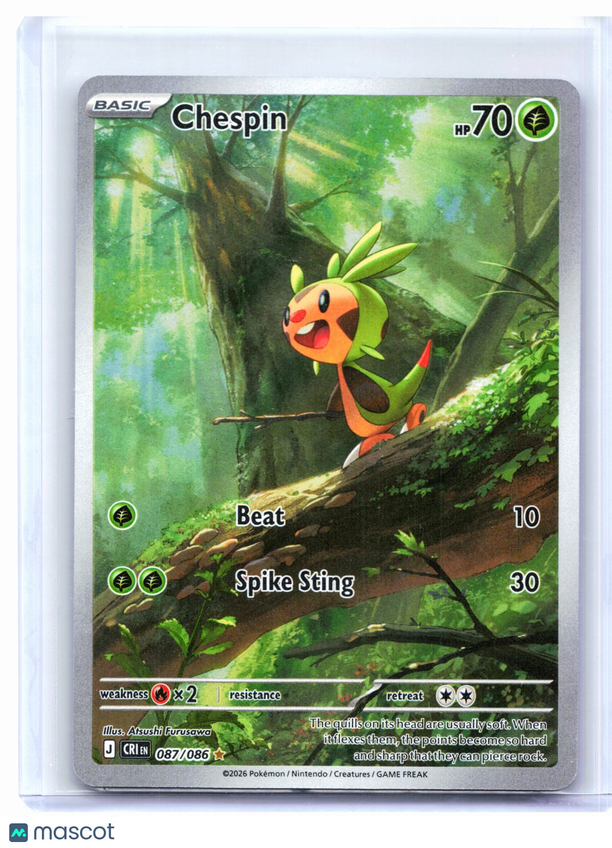 2026 Pokemon—Chespin #087/086 Chaos Rising—Illustration Rare Holo