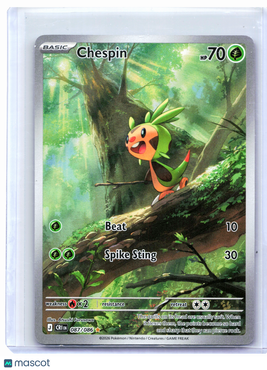 2026 Pokemon—Chespin #087/086 Chaos Rising—Illustration Rare Holo