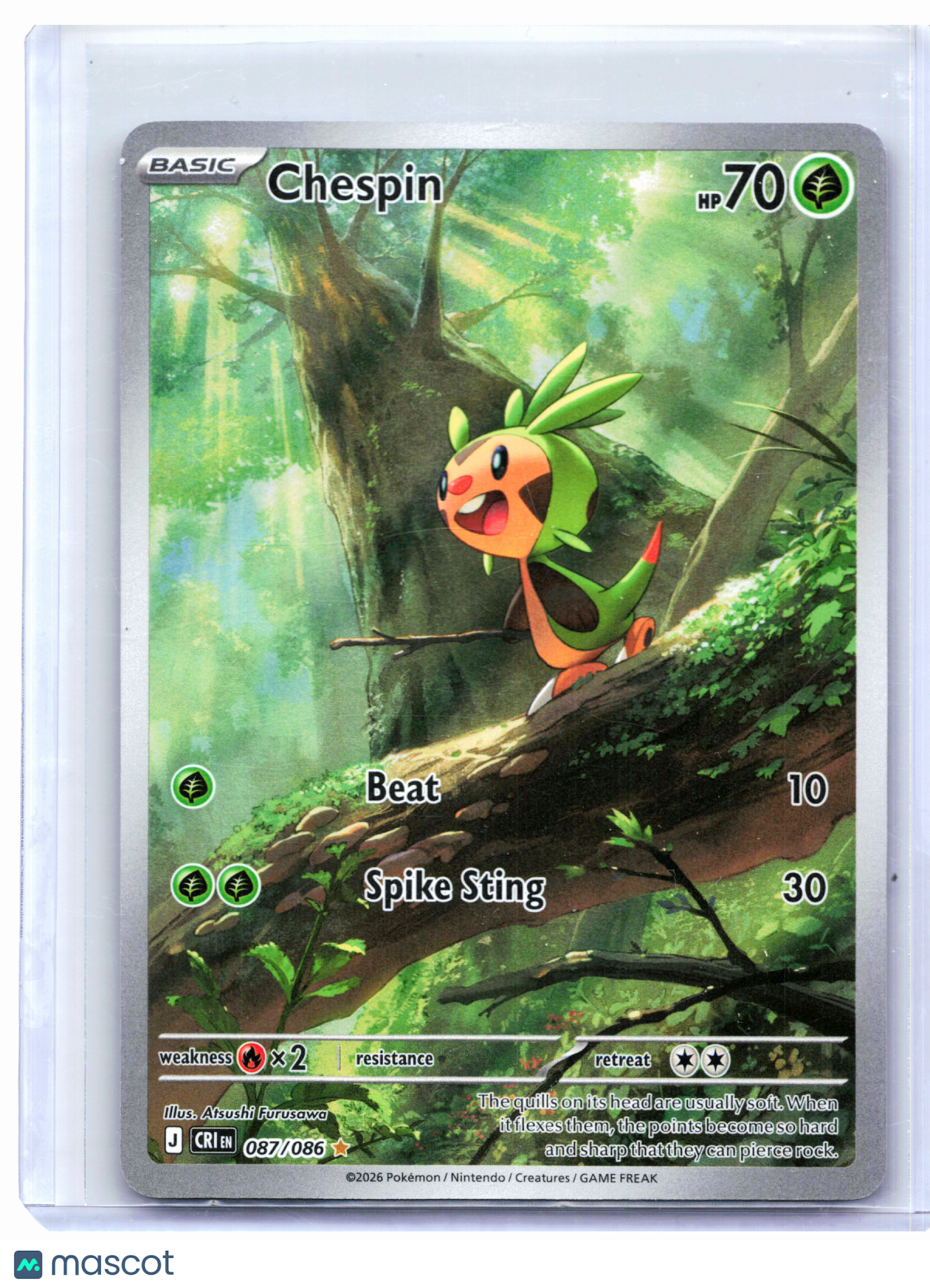 2026 Pokemon—Chespin #087/086 Chaos Rising—Illustration Rare Holo